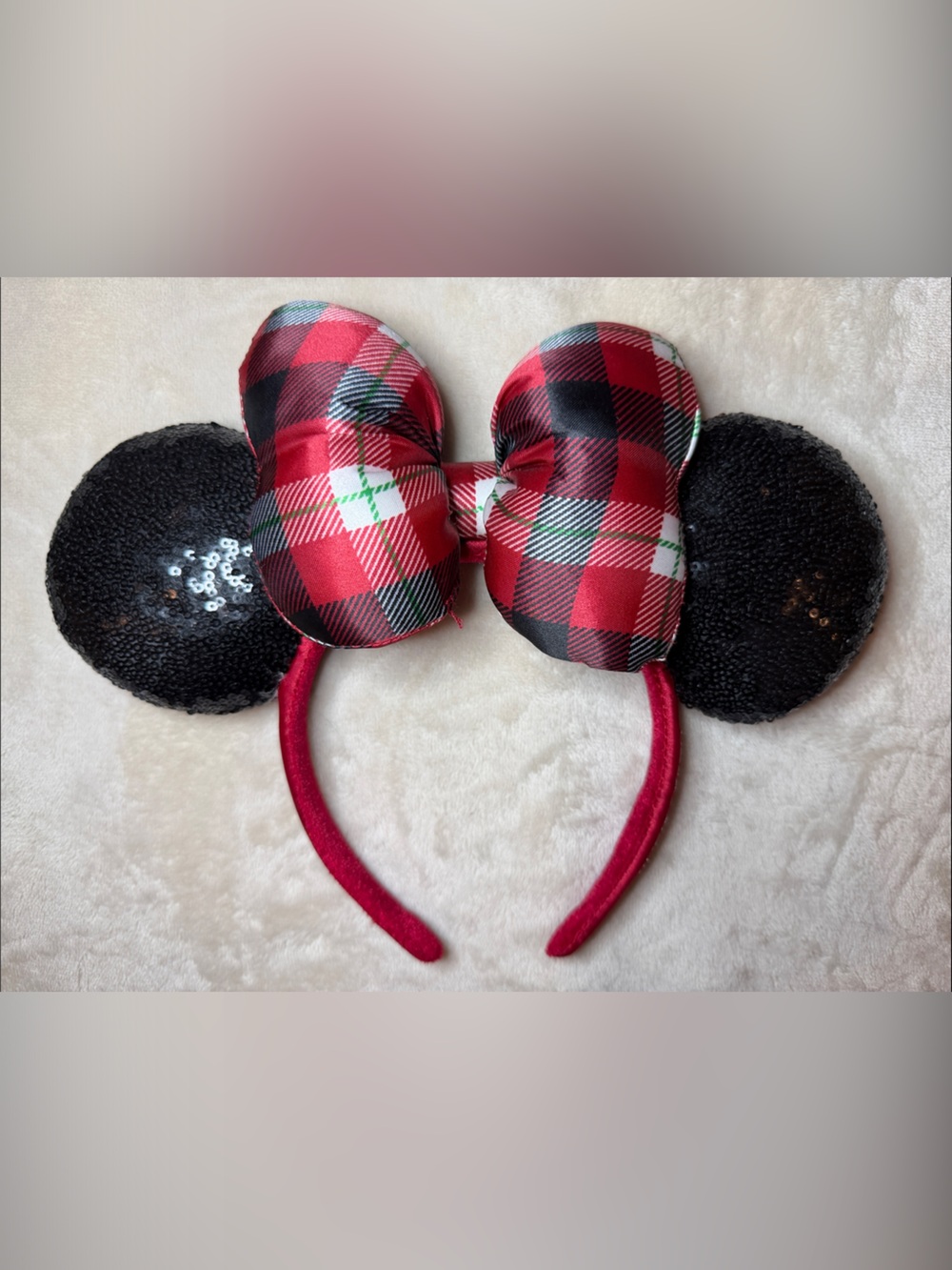 Disney Parks 2018 Christmas Holiday Sequin Minnie Ears Headband